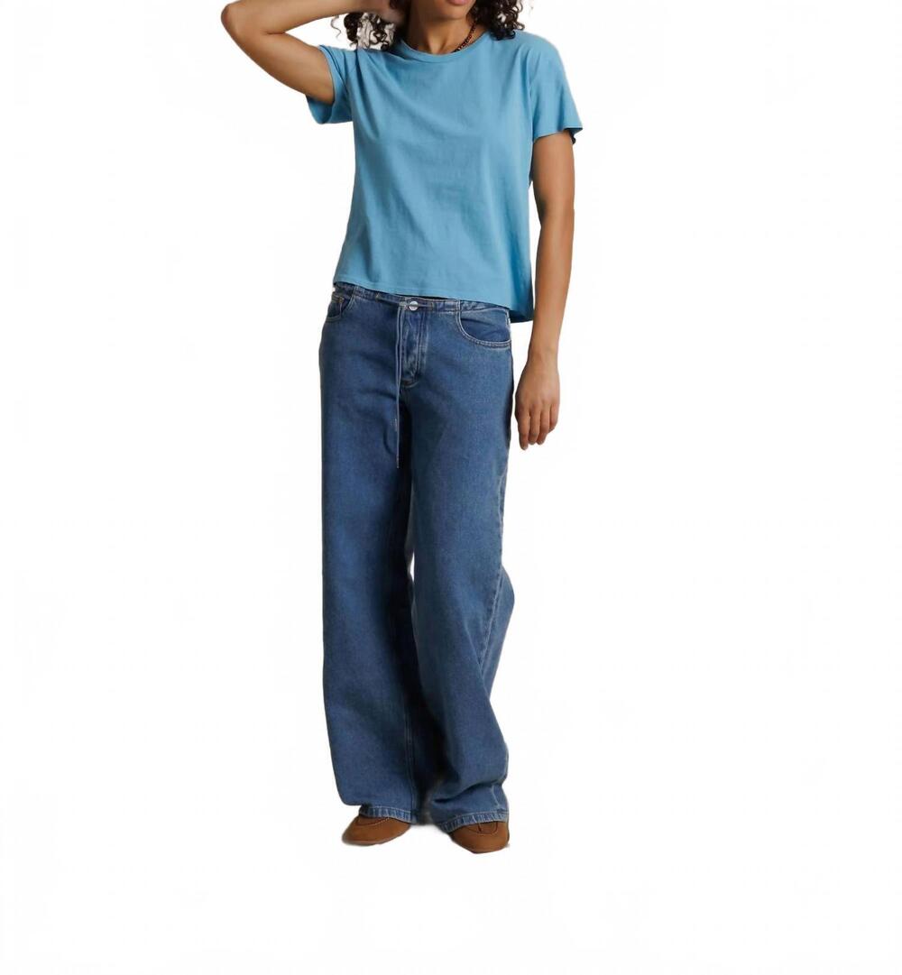 NEW PERFECTWHITETEE harley cotton boxy crewneck tee in milky blue